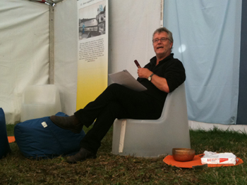 Photo of Malcolm Doney leading evening prayer at Greenbelt