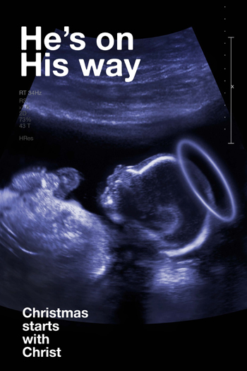 The ChurchAds.net poster showing Jesus in a baby scan