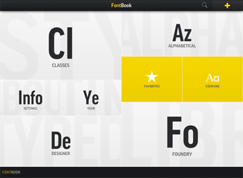 Screen capture of the FontBook app on my iPad