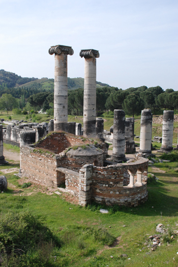 Photo of the Temple of Artemis and a Byzantine church in modern-day Sart, Turkey