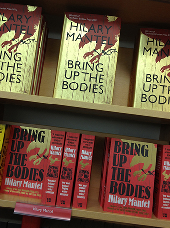 Photo of Bring Up the Bodies on a bookshop shelves